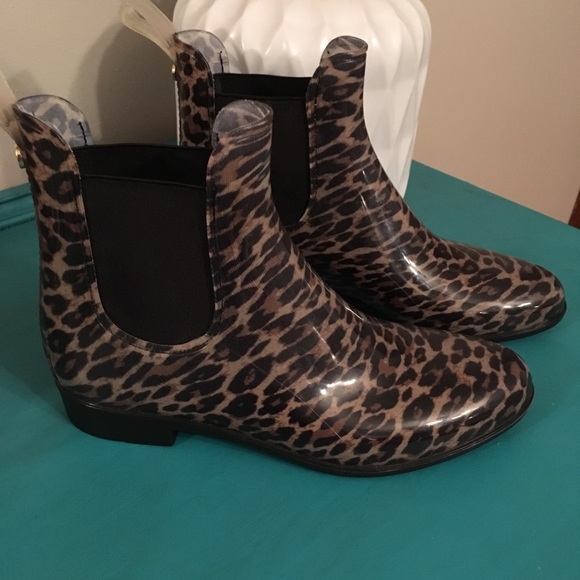 leopard ankle rain boots
